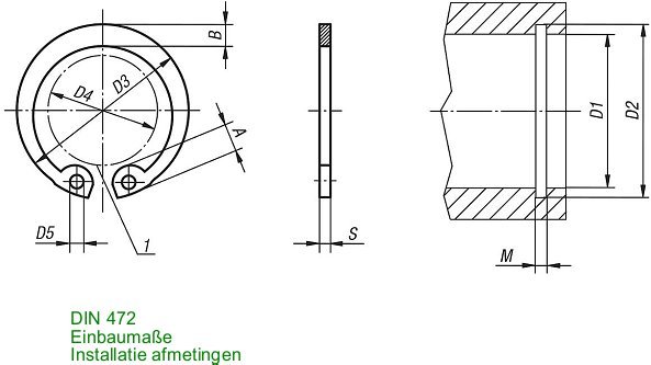 DIN 472 Sicherungsringe (Seegerringe)  Bohrung D= 50 bis 62 mm ND