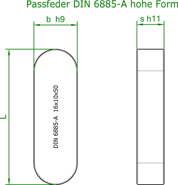DIN 6885 2x2 bzw. 3x3 L= 6 bis 30 Form A C45-K Passfeder Normalien ND